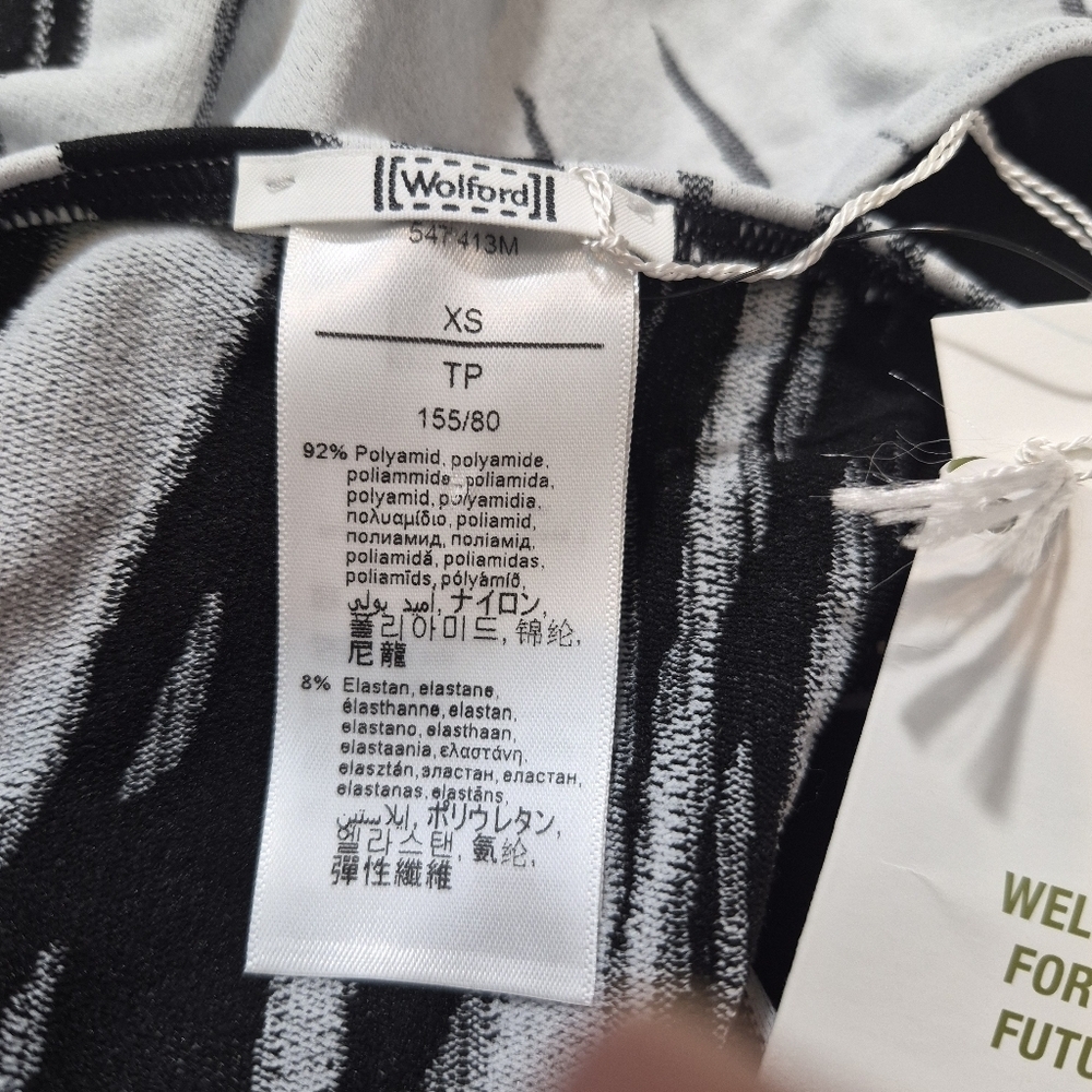 Wolford Bodysuit Paintbrush Print White Black Racerback Womens Size XS NWT - Picture 7 of 11